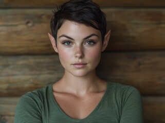 Wall Mural - Thoughtful young woman with green eyes