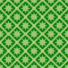 Wall Mural - Green and gold holiday seamless pattern or background
