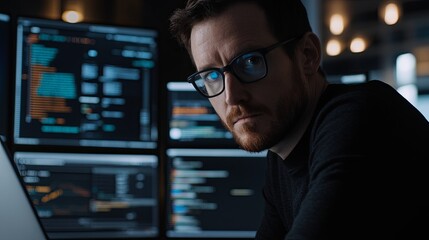 Close-up portrait of a software developer