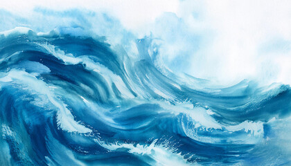 paint blue water sea abstract waves watercolor seamless texture hand painted background