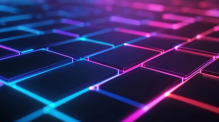 Blockchain network visualization, neon data grid, ultra-modern tech background