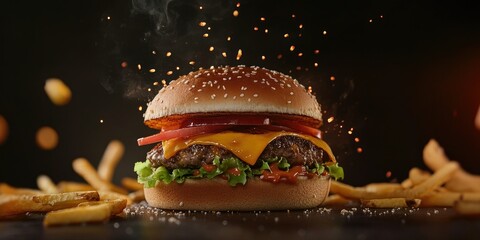 Front view burger with background