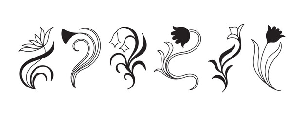 Wall Mural - vector set of logo design templates and graphic elements, organic cosmetic, floral illustration in s