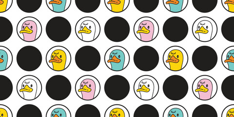 Wall Mural - duck seamless pattern face polka dot rubber duck chicken bird vector pet scarf isolated doodle carto