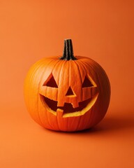 Poster - Halloween pumpkin on orange backdrop