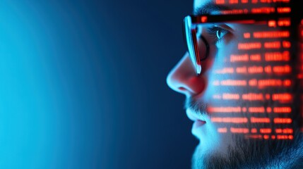A programmer coding on a computer, trying to debug an error in a software program, representing problem solving and innovation.