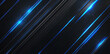 © Oleksandr - Abstract background with blue glowing lines on dark black diagonal stripes, a futuristic design for technology and business concept