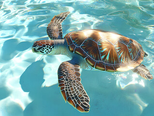 sea turtle swimming in water