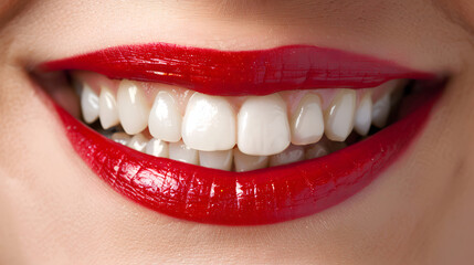 close up view of charming female smile with dazzling white teeth highly detailed isolated on white b