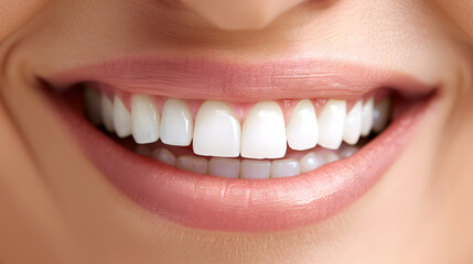 close up view of Charming female smile with dazzling white teeth Highly Detailed Isolated On white Background