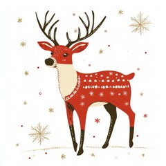 Wall Mural - Vector Graphic of a Christmas Deer