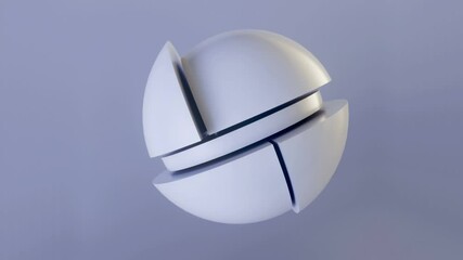 Fototapete - Animation of a white sphere composed of moving segments. 3d rendering 4K