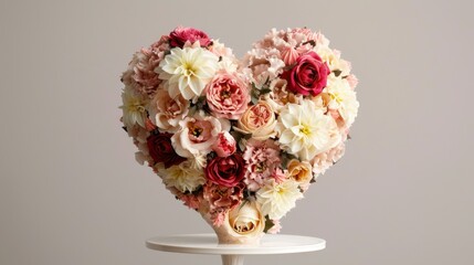 Poster - Heart-shaped Floral Arrangement in Soft Colors