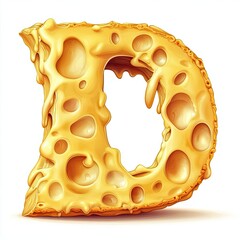 A vector illustration of the uppercase letter D made out of cheese