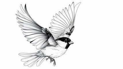 An elegant flying bird illustration with detailed wings and a beautiful pose, showcasing grace and freedom in nature.