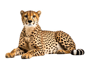 Fototapete - a cheetah laying down isolated on transparent background