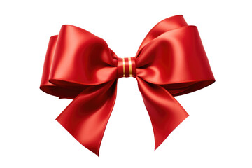 Wall Mural - red gold christmas ribbon bow isolated on white or transparent png