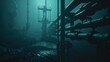 © VK Studio - Mysterious pipelines stretch into the greenish depths of an underwater industrial landscape, evoking a sense of both intrigue and vast, untapped potential.