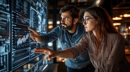 Technology, Teamwork, Digital Transformation Business Partners Analyze Analytics Data.