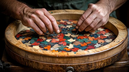 Someone making handicrafts with recycled materials