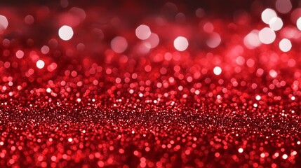 Wall Mural - Bright red glitter background with softly glowing stars, perfect for festive holiday designs with a blurred texture 