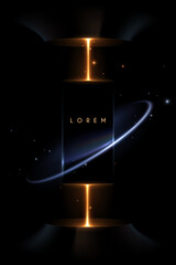Wall Mural - frame template with light effects on black background