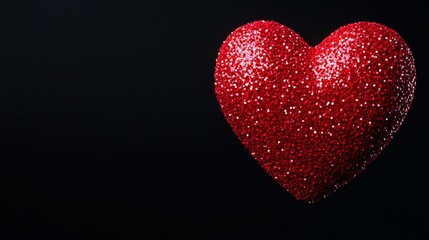 Sticker - Pixelated heart made of glowing digital fragments on a futuristic black-to-crimson gradient background with tiny sparkles 