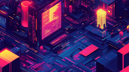 Wall Mural - software development and programming concept featuring program code displayed on a screen. illustrat