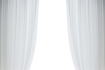 Wall Mural - White open stage curtain, photo, png isolated on transparent background