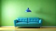 © anulak - Green couch with blue lamp hanging above Depth of Field