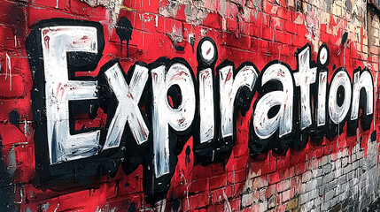 Street art graffiti mural with the word expiration painted on a wall