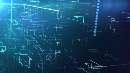 Wall Mural - blue neon light tech tunnel