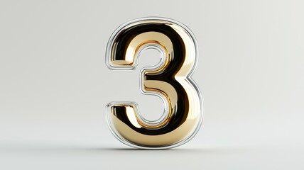 Gold and black stylized number three on a light background showcasing modern design aesthetics