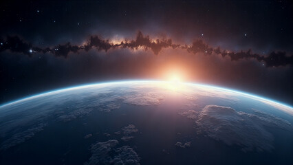 Planet with a sun in the sky