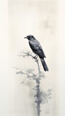 Canvas Print - A crow painting animal bird.