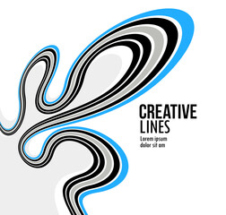 Wall Mural - Creative lines vector abstract background, 3D perspective linear graphic design composition, stripes in dimensional rotation poster or banner.