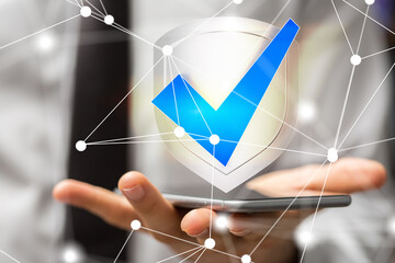 Fototapete - Cybersecurity of digital network systems with computer security enginee