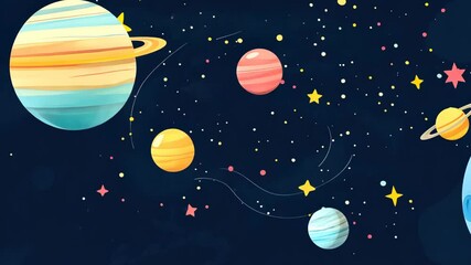 Wall Mural - A colorful illustration of a galaxy filled with stars and planets
