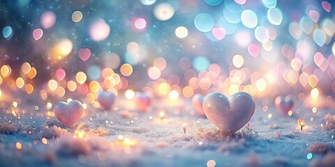 Wall Mural - Abstract Pastel Glowing Bokeh Background with Valentine Hearts for Romantic Holiday Themes