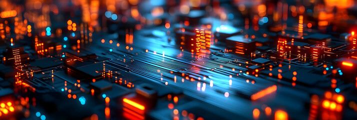Wall Mural - data science and ai concept design with computer circuitry and data