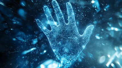 Wall Mural - digital hand with network connections in cyberspace