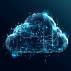 Wall Mural - digital cloud technology with futuristic data connectivity