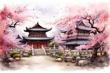 Canvas Print - Architecture building outdoors blossom.