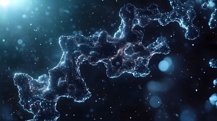 Wall Mural - microscopic nanobot network illuminated with glowing connections in blue light