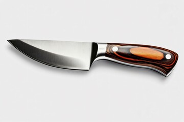 A sharp kitchen knife with a wooden handle.