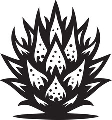 Dragon Fruit logo silhouette vector black and white