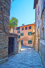 Wall Mural - The narrow alley of Strada da Sora, Carona, Ticino, Switzerland