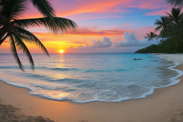 Tropical beach background at sunset