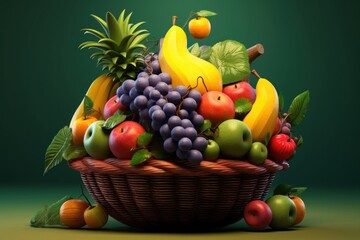 Wall Mural - Fruit pineapple banana basket.