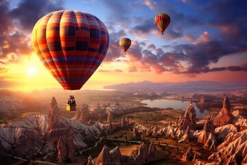 Wall Mural - Balloon landscape mountain aircraft.